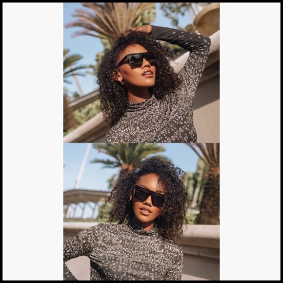Square Big Sunglasses with Thick Frame Flat Top Mirrored Lenses
